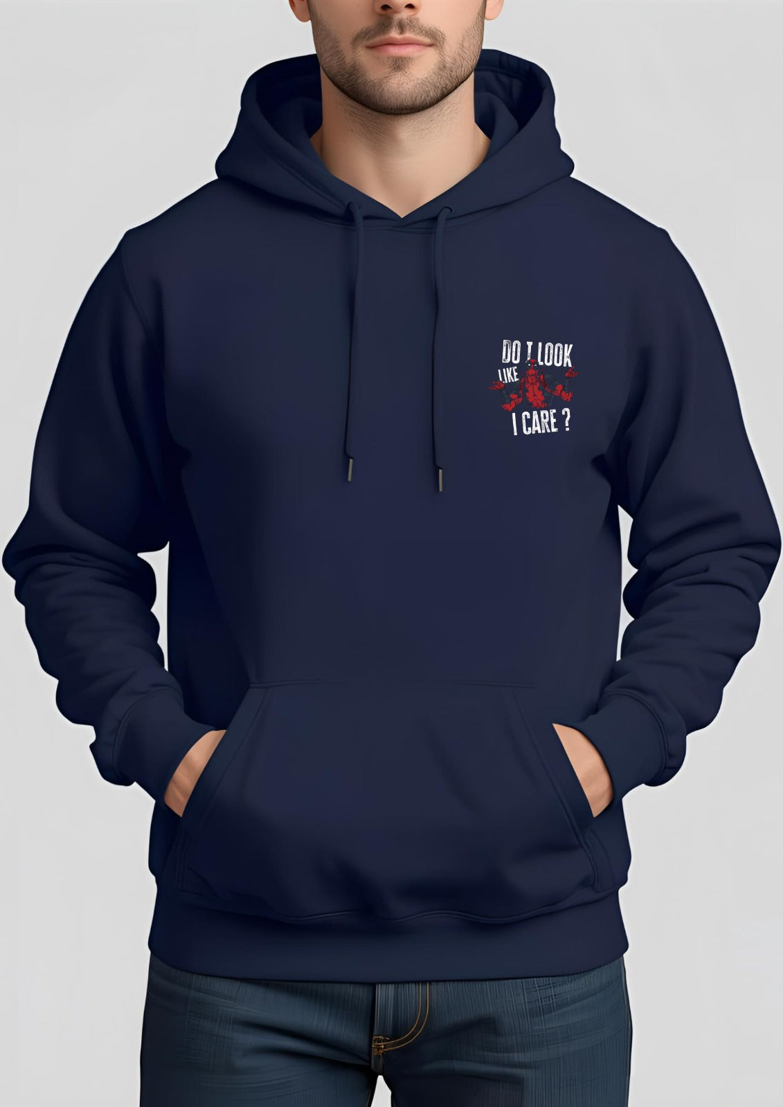 Navy Blue Printed Hoodie