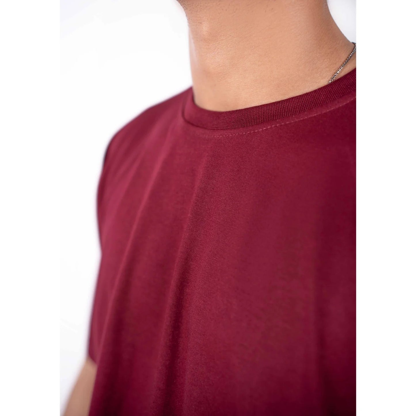 MAROON PLAIN OVERSIZED TEE