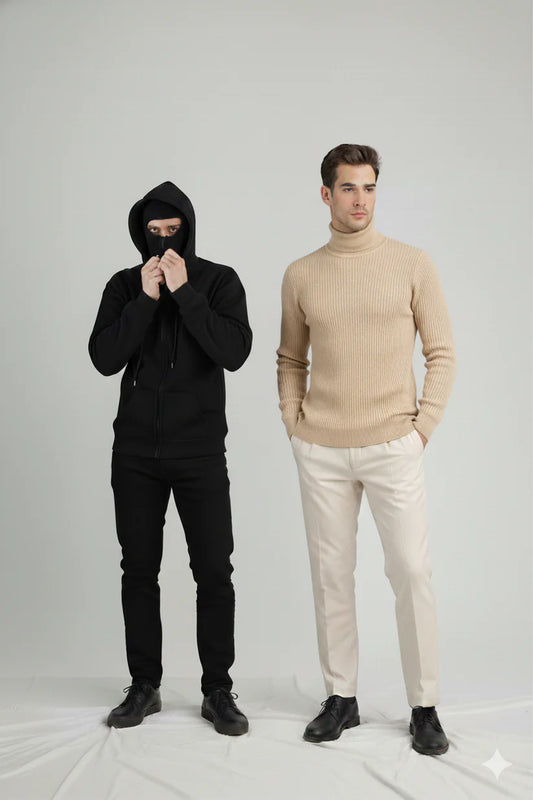 GENTTEE 11.11 Sale - Pack Of Balaclava & Beige High Neck