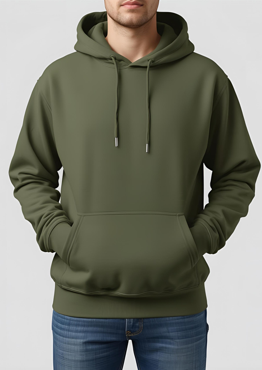 Olive Green Plain Hoodie