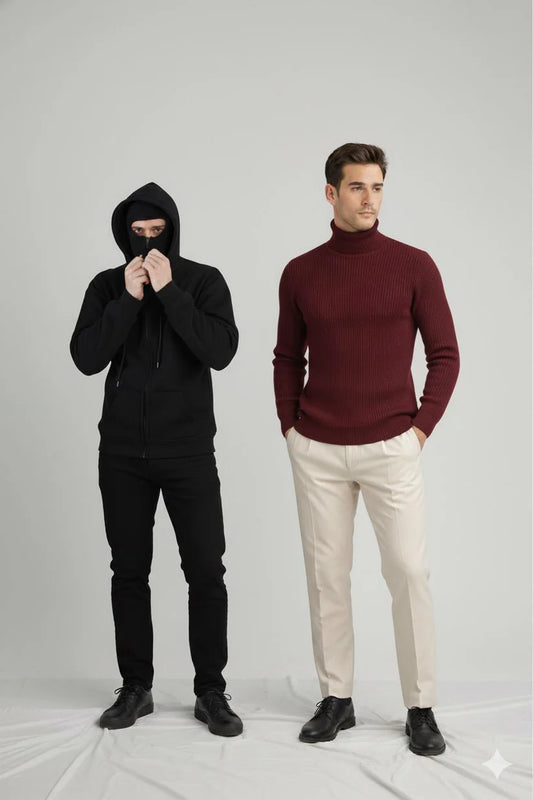 GENTTEE 12.12 Sale - Pack Of Balaclava & Maroon High Neck