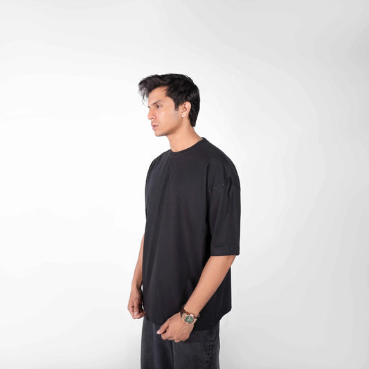 BLACK PLAIN OVERSIZED TEE