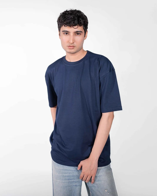 BLUE PLAIN OVERSIZED TEE