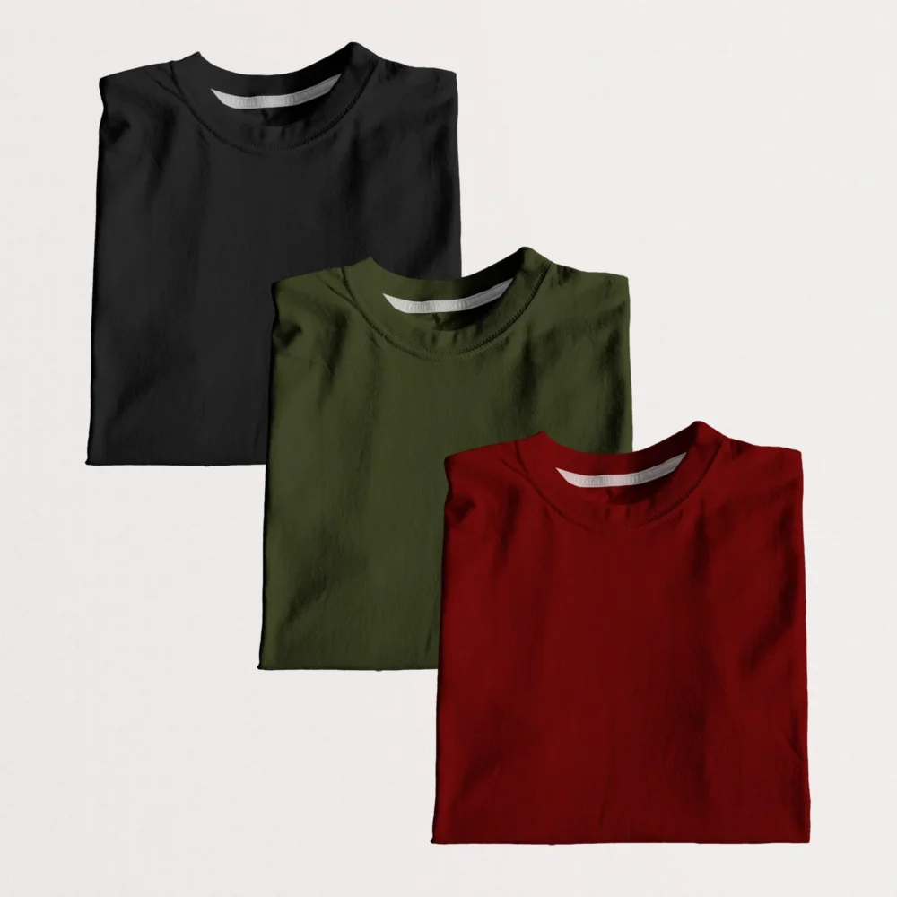 Pack of Three Plain T-Shirts