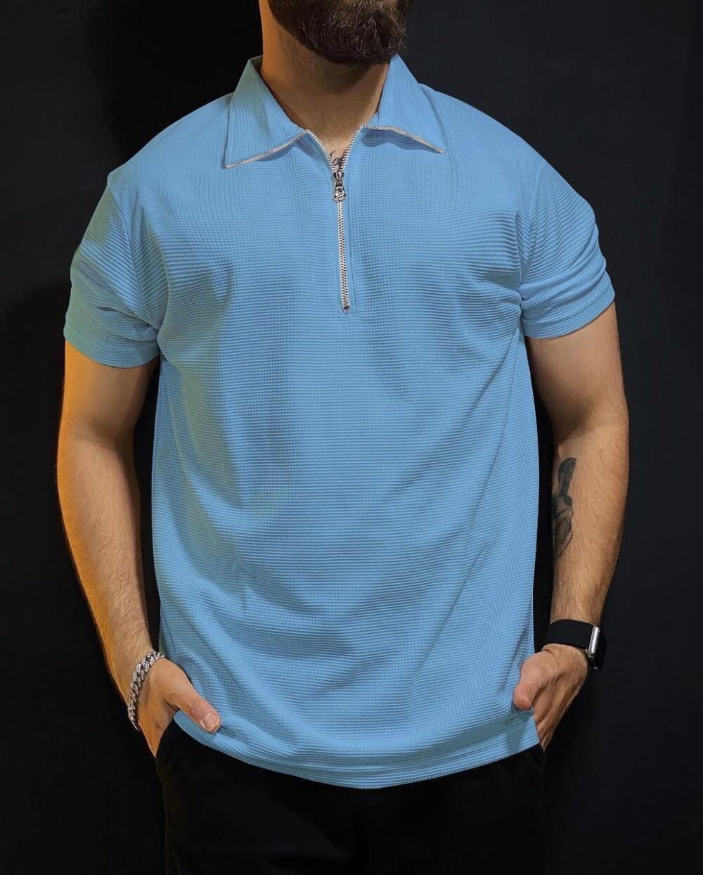 Texture Collar zip tees - Image 4